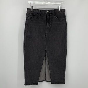 Hudson Fashion maxi denim jeans skirt slit black midi faded modest new 31 12